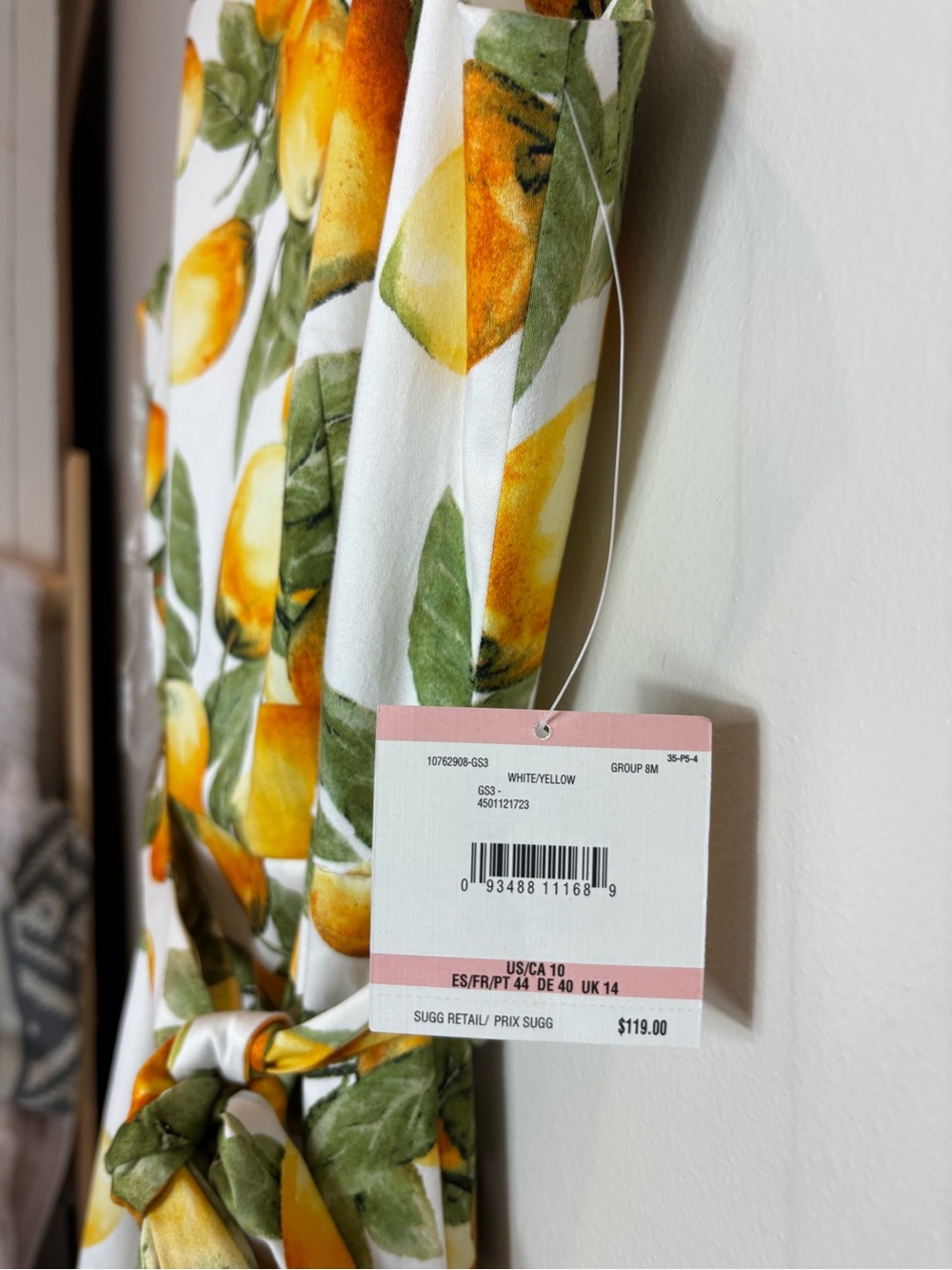 Anne Klein White Midi Dress with Yellow Lemon Print and Green Leaves - Picture 6 of 9
